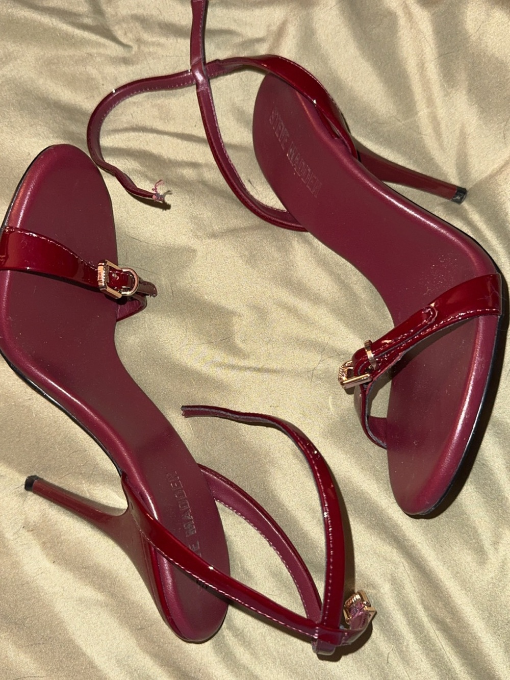 Steve Madden Burgundy Patent Strappy Stiletto Sandals
